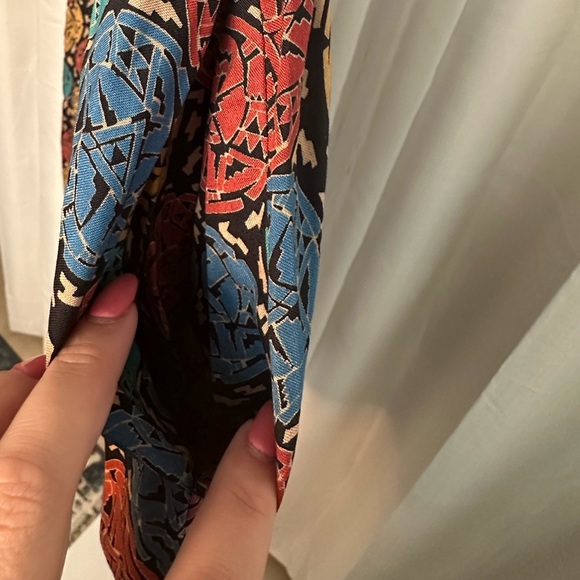 VINTAGE Flowy Midi Skirt Pockets Elastic Waist Large - Picture 6 of 8